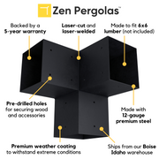 Pergola 3-Arm Post Bracket (for 6x6 Wood Posts)