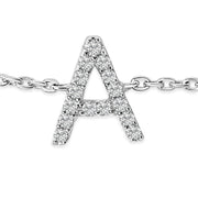 10K White Gold Diamond Accent "A" Initial Charm and Link Bracelet
