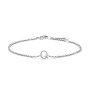 10K White Gold Diamond Accent "A" Initial Charm and Link Bracelet
