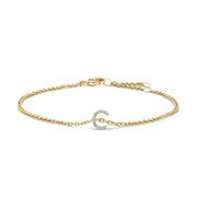 10K White Gold Diamond Accent "A" Initial Charm and Link Bracelet