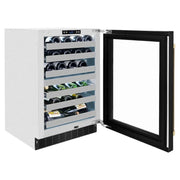 ZLINE 24" Touchstone Dual Zone 44 Bottle Wine Cooler Black Stainless Steel Glass Door Polished Gold Handle  RWDOZ-BS-24-G