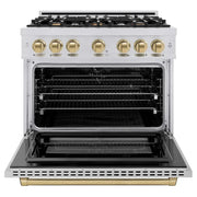 ZLINE 36" Select Dual Fuel Range Gas Cooktop Electric Convection Oven Stainless Steel Champagne Bronze HDRZ-36-CB