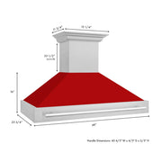 ZLINE 48" Autograph DuraSnow Red Stainless Wall Range Hood 8654SNX-RM-48