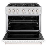ZLINE 36" Dual Fuel Range, Gas Cooktop, Electric Convection Oven DuraSnow® Stainless Steel, White Matte Door CDRS-WM-36