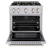 ZLINE 30" Select Dual Fuel Range Gas Cooktop Electric Convection Oven Stainless Steel Brass Burners HDR-BR-30