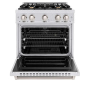 ZLINE 30" Classic Gas Range, Convection Gas Oven DuraSnow® Stainless Steel, Brass Burners CGRS-BR-30