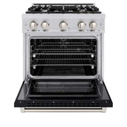 ZLINE 30" Select Dual Fuel Range Gas Cooktop Electric Convection Oven Stainless Steel Black Matte Door HDR-BLM-30
