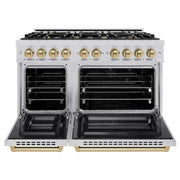 ZLINE 48" Select Dual Fuel Range Gas Cooktop Electric Convection Oven Stainless Steel Champagne Bronze HDRZ-48-CB