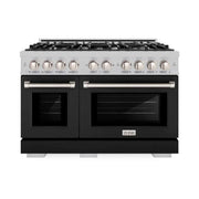 ZLINE 48" Select Gas Range Convection Gas Oven DuraSnow® Stainless Steel Black Matte Door HGRS-BLM-48