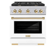ZLINE 30"Gas Range, Convection Gas Oven, DuraSnow® White Matte, Gold SGRSZ-WM-30-G