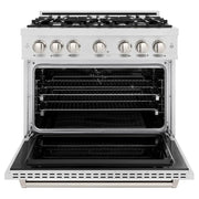 ZLINE 36" Dual Fuel Range, Gas Cooktop, Electric Convection Oven DuraSnow® Stainless Steel, CDRS-36