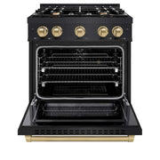 ZLINE 30" Select Gas Range Convection Gas Oven Black Stainless Steel Champagne Bronze HGRBZ-30-CB