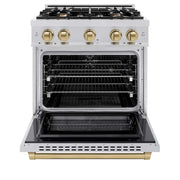 ZLINE 30" Select Gas Range Convection Gas Oven Stainless Steel Champagne Bronze HGRZ-30-CB