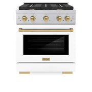 ZLINE 30"Gas Range, Convection Gas Oven, DuraSnow® White Matte, Champagne Bronze SGRSZ-WM-30-CB