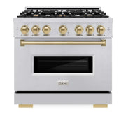 ZLINE 36" Dual Fuel Range, Gas Cooktop, Electric Convection Oven Stainless Steel, Champagne Bronze CDRZ-36-CB