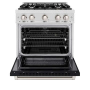 ZLINE 36" Select Gas Range Convection Gas Oven DuraSnow® Stainless Steel Black Matte Door HGRS-BLM-36