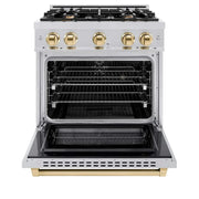 ZLINE 30" Select Gas Range Convection Gas Oven Stainless Steel Gold HGRZ-30-G