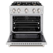 ZLINE 30" Select Dual Fuel Range Gas Cooktop Electric Convection Oven DuraSnow® Stainless Steel Brass Burners HDRS-BR-30