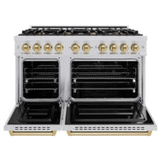 ZLINE 48" Dual Fuel Range, Gas Cooktop, Electric Convection Oven Stainless Steel, Champagne Bronze CDRZ-48-CB