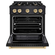 ZLINE 30" Select Gas Range Convection Gas Oven Black Stainless Steel Gold HGRBZ-30-G