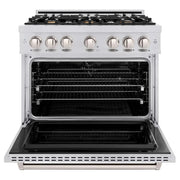 ZLINE 36" Dual Fuel Range, Gas Cooktop, Electric Convection Oven Stainless Steel, CDR-BR-36