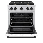 ZLINE 30"Paramount Dual Fuel Range White Matte Matte Black SDRZ-WM-30-MB