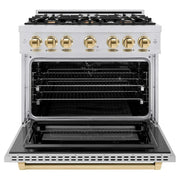 ZLINE 36" Select Gas Range Convection Gas Oven Stainless Steel Gold HGRZ-36-G