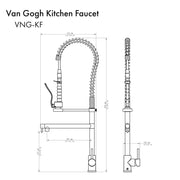 ZLINE Van Gogh Kitchen Faucet in Polished Gold, VNG-KF-PG