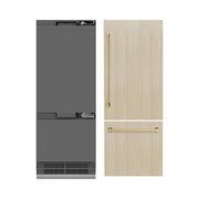 ZLINE 30" Panel Ready Built-In Bottom Freezer Refrigerator,Water Dispenser, Ice Maker,Graphite Gray, Champagne Bronze GRBIVZ-30-CB