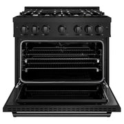 ZLINE 36" Classic Gas Range, Convection Gas Oven Black Stainless Steel, CGRB-36