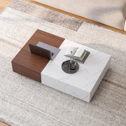 Modern Style Walnut Coffee Table With Two Storage Spaces