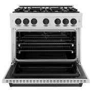 ZLINE 36"Classic Gas Range, Convection Gas Oven, DuraSnow® Stainless Steel, Matte Black CGRSZ-36-MB