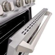ZLINE 30" Dual Fuel Range, Gas Cooktop, Electric Convection Oven DuraSnow® Stainless Steel, Brass Burners CDRS-BR-30