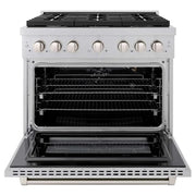 ZLINE 36"Gas Range, Convection Gas Oven , DuraSnow® Brass Burners, SGRS-BR-36