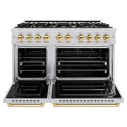 ZLINE 48" Dual Fuel Range, Gas Cooktop, Electric Convection Oven Stainless Steel, Gold CDRZ-48-G