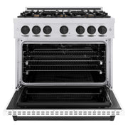 ZLINE 36" Dual Fuel Range, Gas Cooktop, Electric Convection Oven DuraSnow® Stainless Steel, Matte Black CDRSZ-36-MB