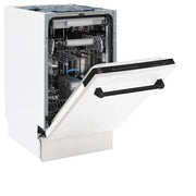 ZLINE Autograph 18" Dishwasher White Door, Black Handle DWVZ-WM-18-MB