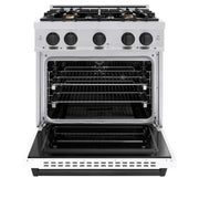 ZLINE 30" Dual Fuel Range, Gas Cooktop, Electric Convection Oven Stainless Steel, White Matte Matte Black CDRZ-WM-30-MB
