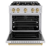 ZLINE 30" Dual Fuel Range, Gas Cooktop, Electric Convection Oven Stainless Steel, Champagne Bronze CDRZ-30-CB