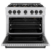 ZLINE 36" Classic Gas Range, Convection Gas Oven Stainless Steel, Matte Black CGRZ-36-MB
