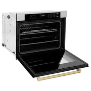 ZLINE 30"Professional True Convection Single Wall Oven, Air Fry, Self Clean, DuraSnow® White Matte, Champagne Bronze WASSZ-WM-30-CB