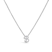 10K White Gold Diamond Accent "A" Initial Script Style Pendant Necklace