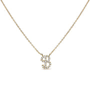 10K White Gold Diamond Accent "A" Initial Script Style Pendant Necklace