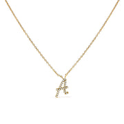 10K White Gold Diamond Accent "A" Initial Script Style Pendant Necklace