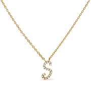 10K White Gold Diamond Accent "A" Initial Script Style Pendant Necklace
