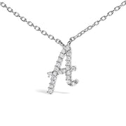 10K White Gold Diamond Accent "A" Initial Script Style Pendant Necklace