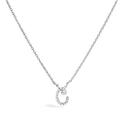 10K White Gold Diamond Accent "A" Initial Script Style Pendant Necklace