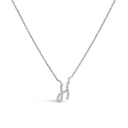 10K White Gold Diamond Accent "A" Initial Script Style Pendant Necklace