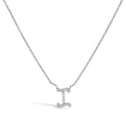 10K White Gold Diamond Accent "A" Initial Script Style Pendant Necklace