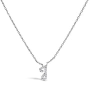 10K White Gold Diamond Accent "A" Initial Script Style Pendant Necklace